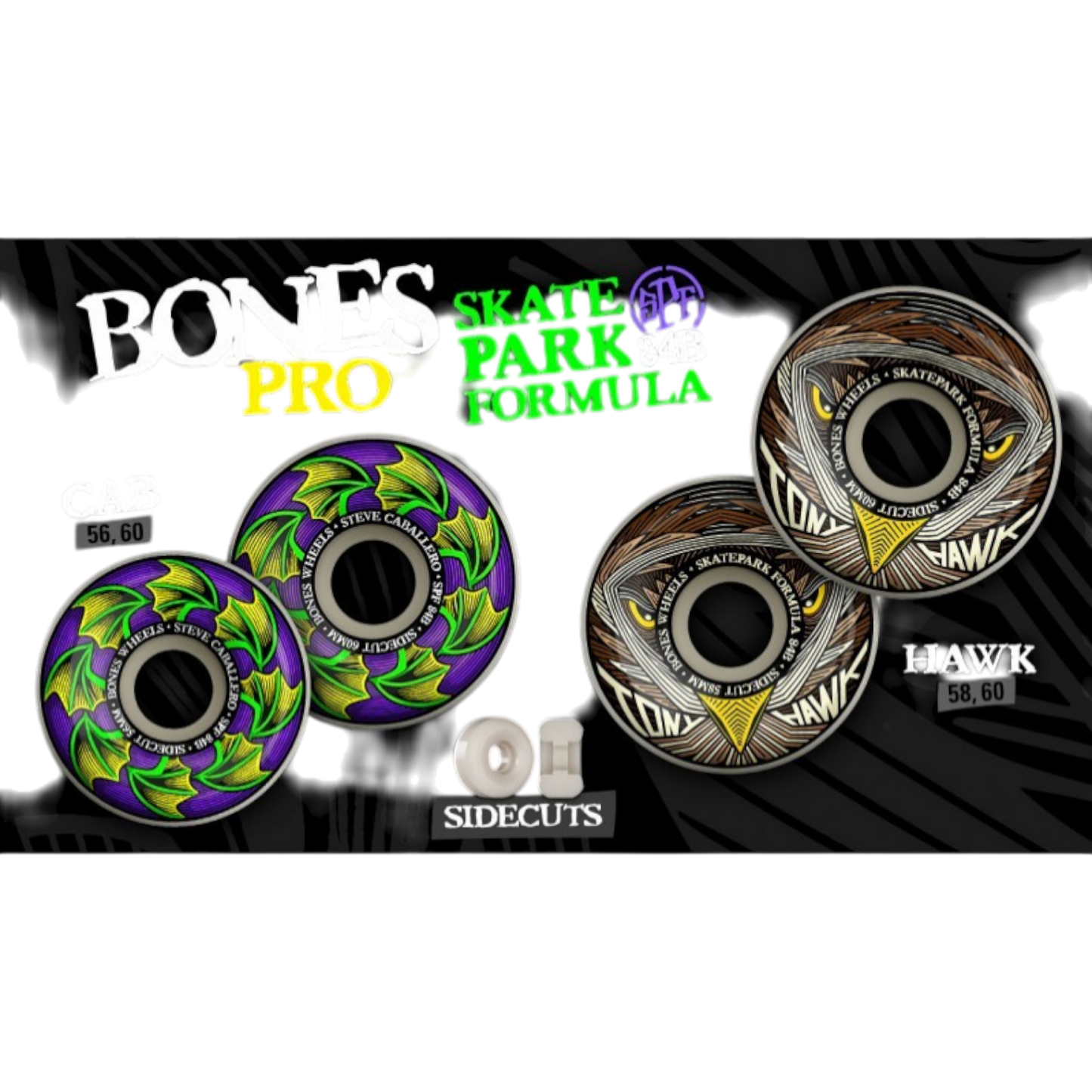 Rodas Bones Steve Caballero Bat Wings Skatepark Formula™ (SPF) Sidecut - 56mm 104A | BONES