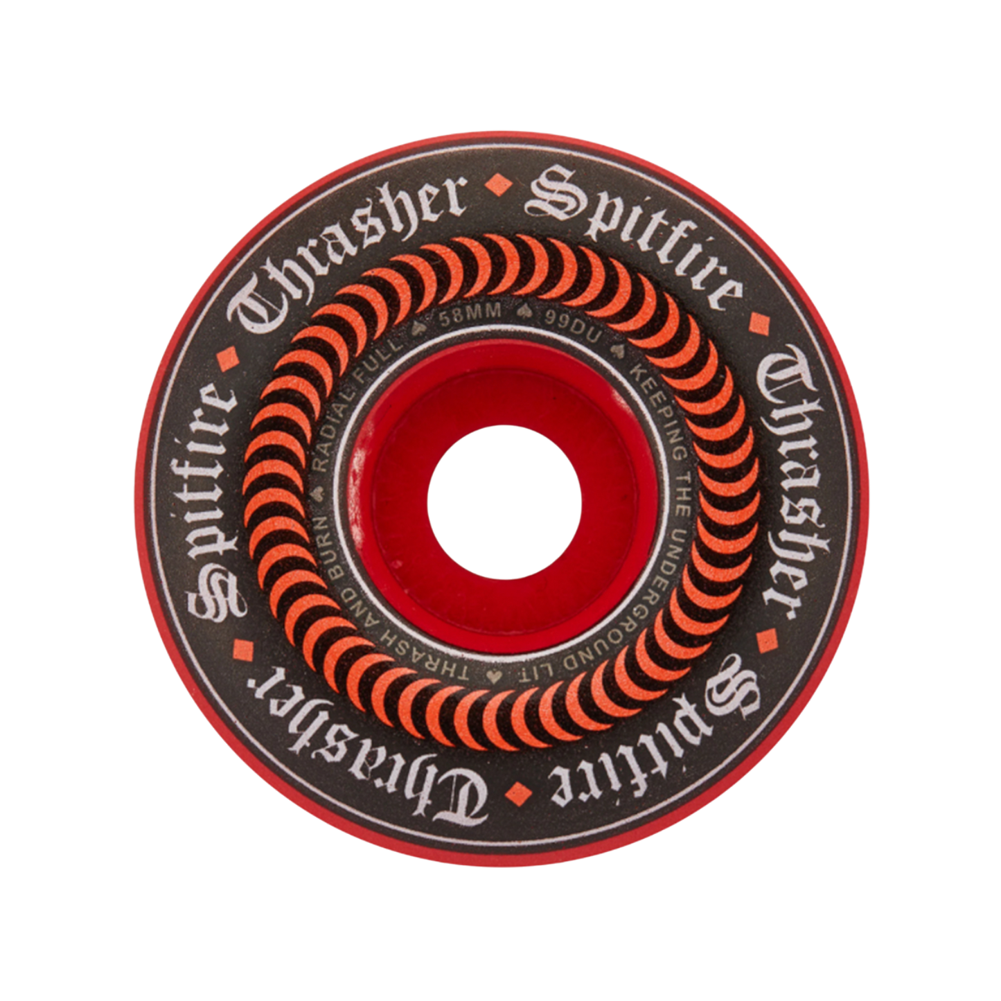 Rodas de skateThrasher F4 Oath Radial Wheels Set Red 58mm/99a | SPITFIRE