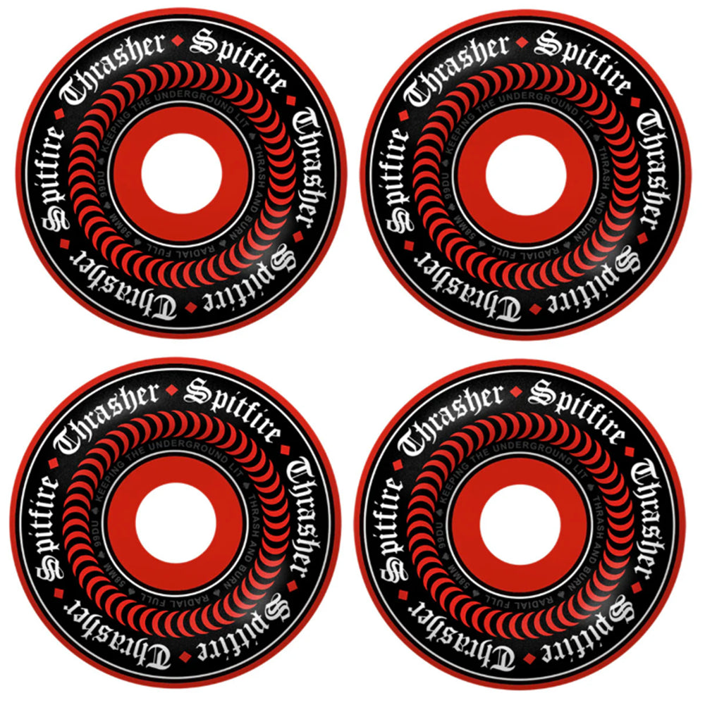 Rodas de skateThrasher F4 Oath Radial Wheels Set Red 58mm/99a | SPITFIRE